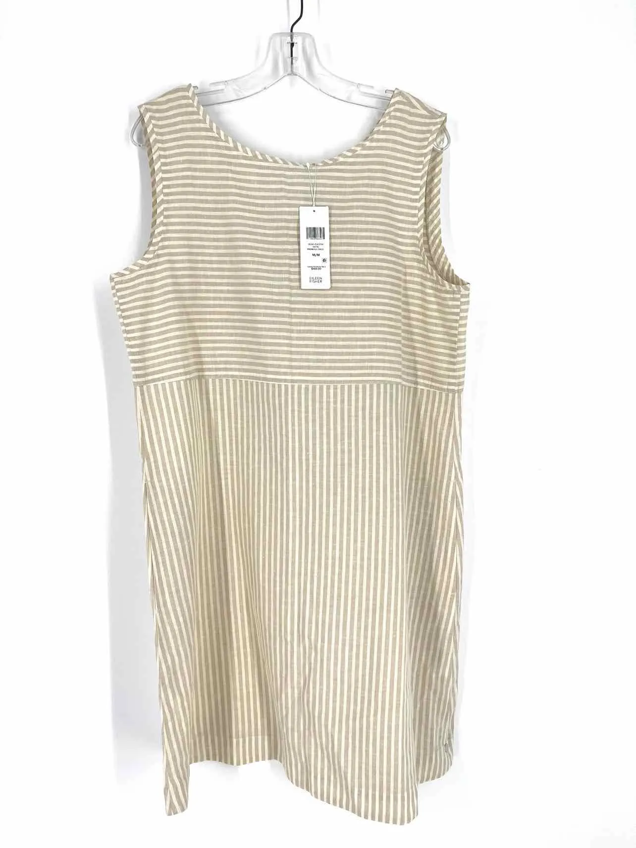 Eileen Fisher Size M Cream/Taupe Stripe NEW Dresses Dress