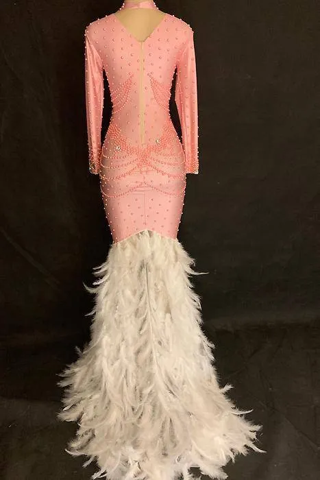 Ex Revenge Diamante Feather Dress (Rhinestones)