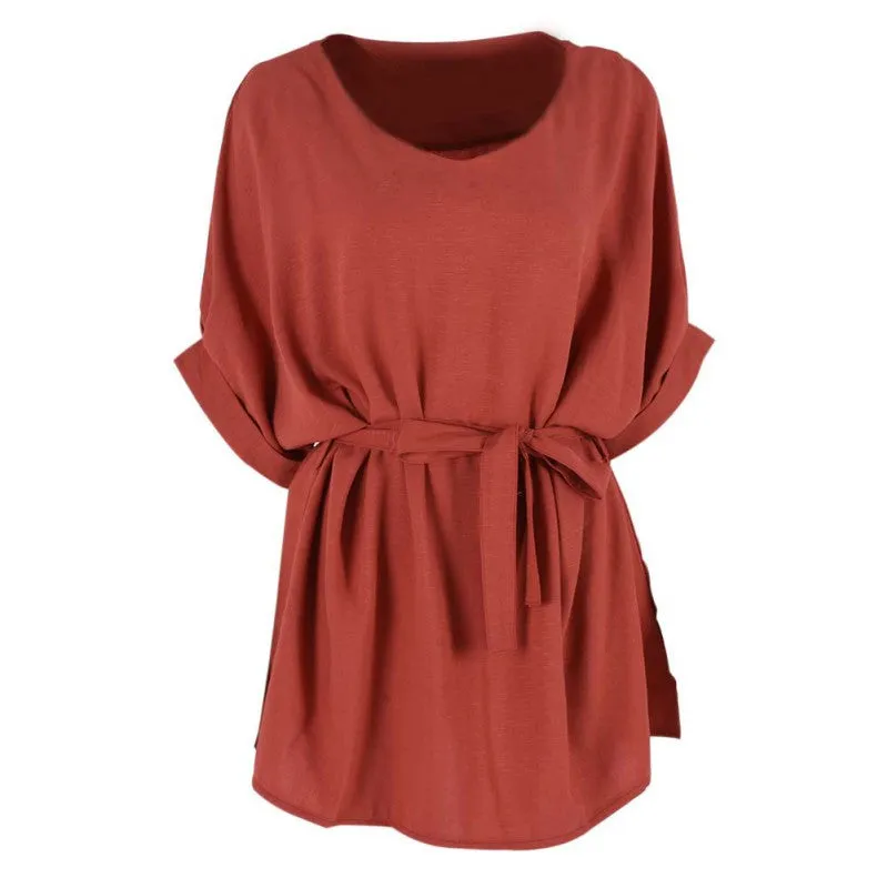 Fashion Women 3/4 Sleeve Bodycon Tops Dress Slim Waist T-shirt Beach Casual Dresses XL-5XL SM6