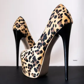 Faux Leopard Touch High Heel Platform Pumps