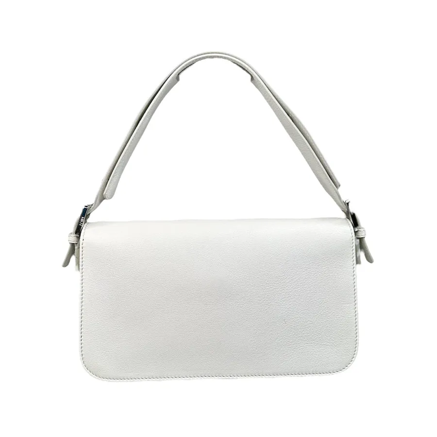 FENDI 2015 WHITE LEATHER BAGUETTE BAG