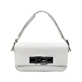 FENDI 2015 WHITE LEATHER BAGUETTE BAG