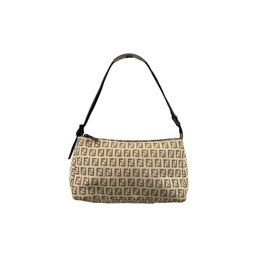 FENDI beige zucchino canvas shoulder bag