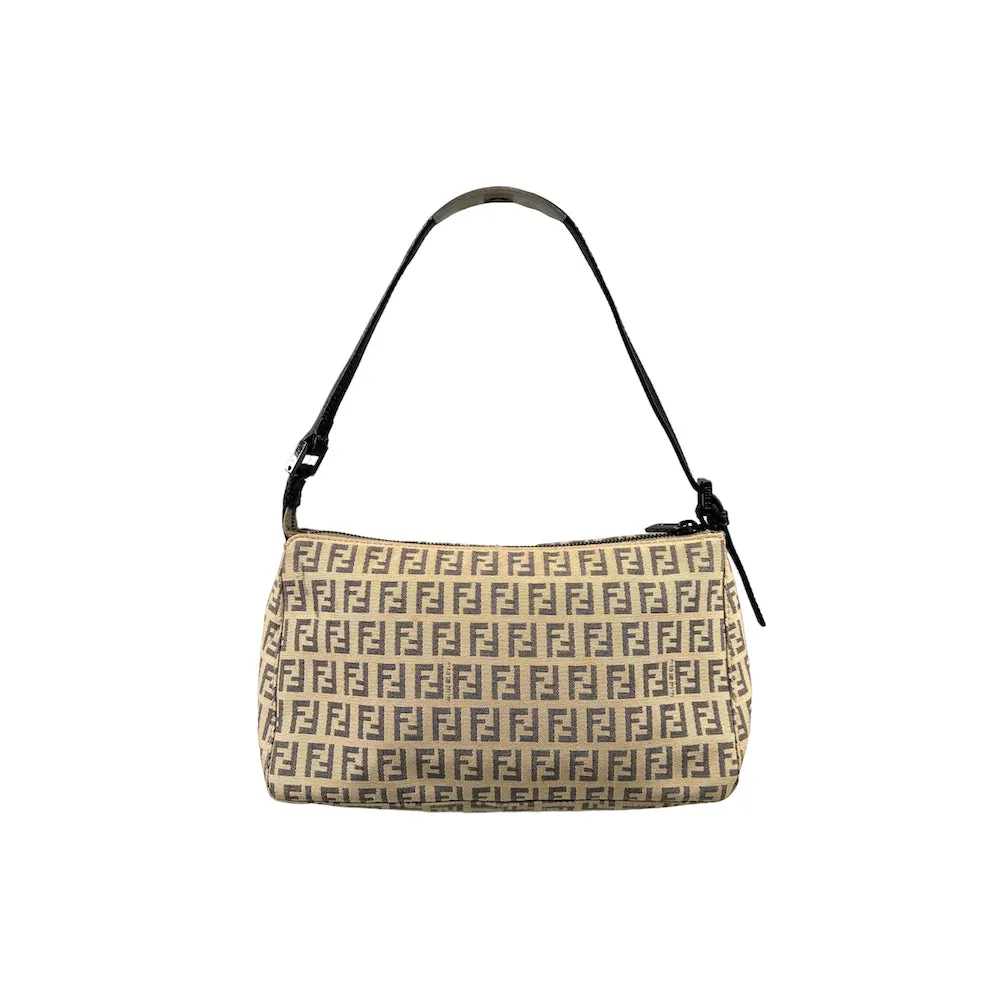 FENDI beige zucchino canvas shoulder bag