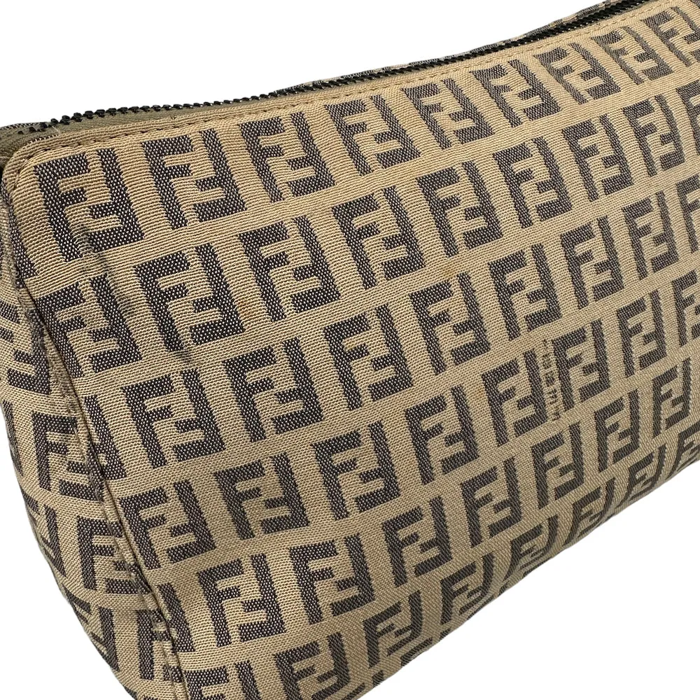 FENDI beige zucchino canvas shoulder bag