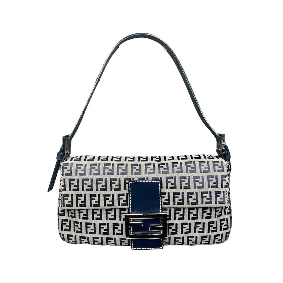 FENDI NAVY / GREY ZUCCHINO CANVAS BAGUETTE BAG