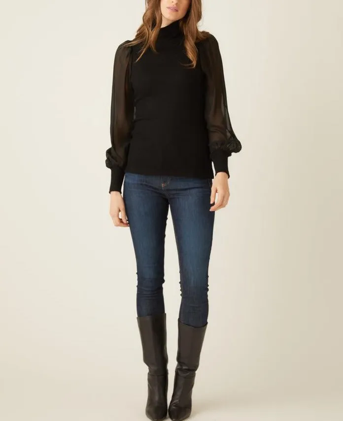 Fifteen Twenty Sheer Sleeve Top