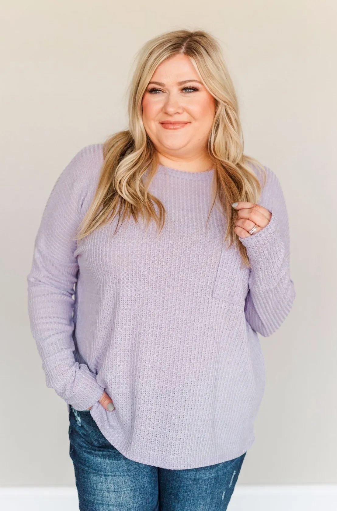 Forever In My Heart Waffle Knit Top- Lavender