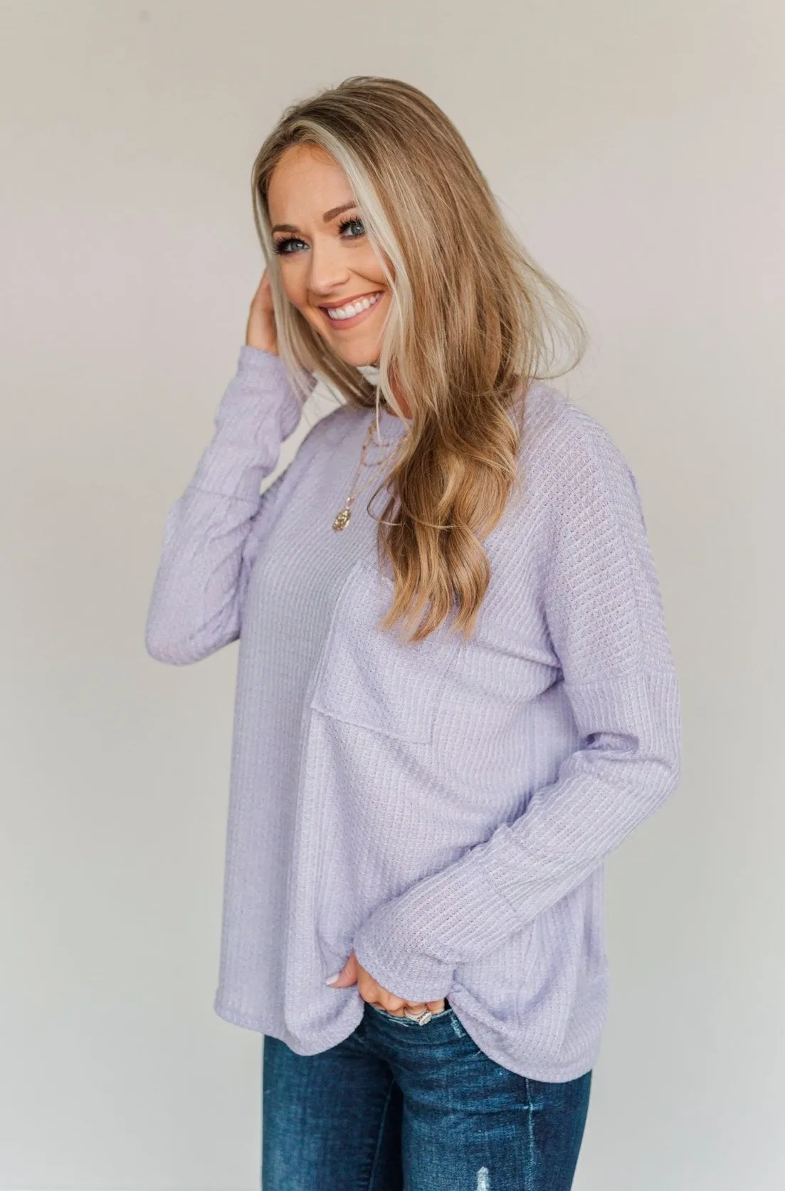 Forever In My Heart Waffle Knit Top- Lavender