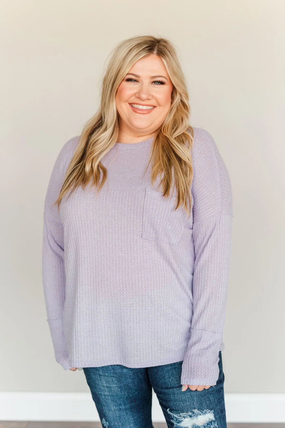 Forever In My Heart Waffle Knit Top- Lavender