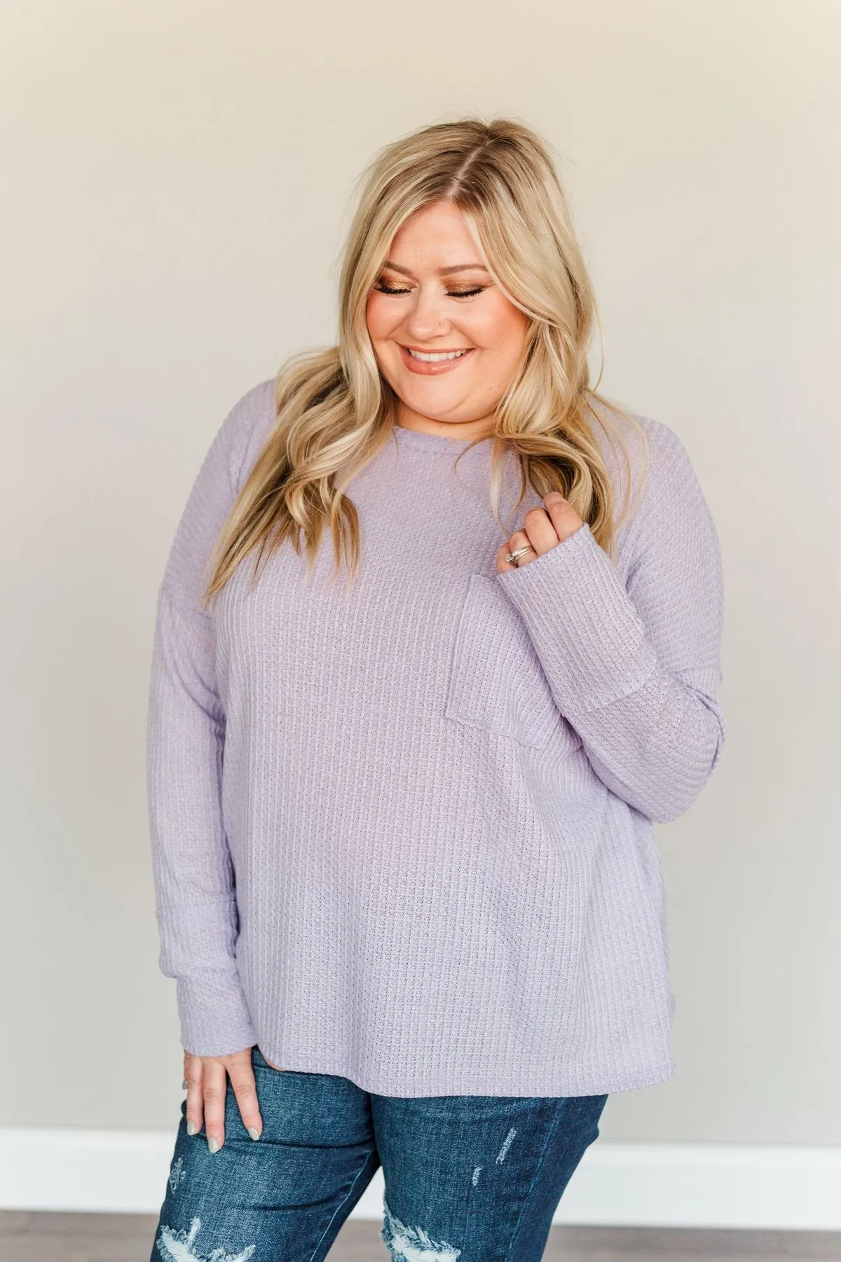 Forever In My Heart Waffle Knit Top- Lavender