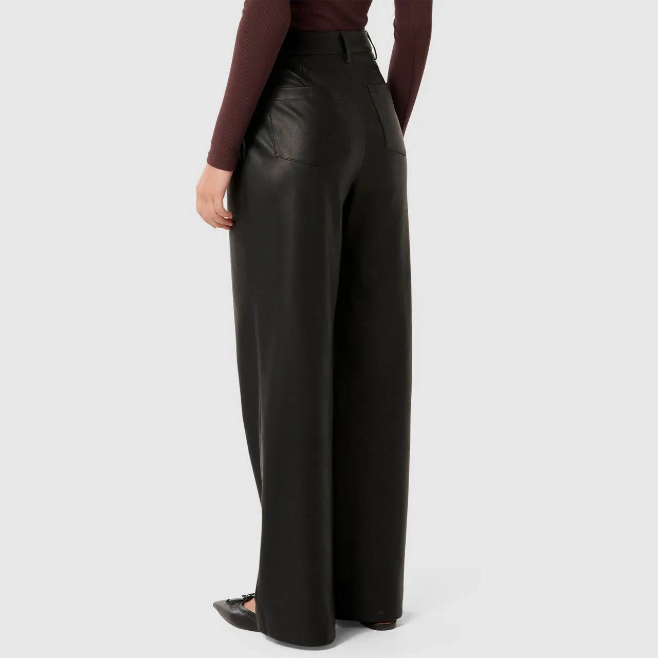 FOREVER NEW Benni Faux-Leather Wide-Leg Trousers - Black