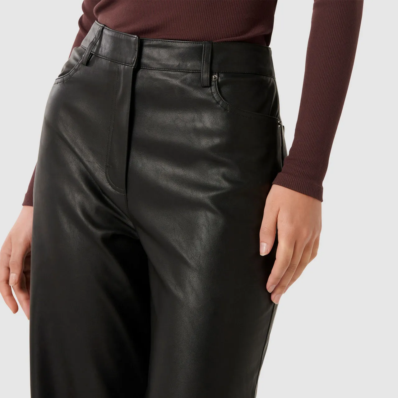 FOREVER NEW Benni Faux-Leather Wide-Leg Trousers - Black