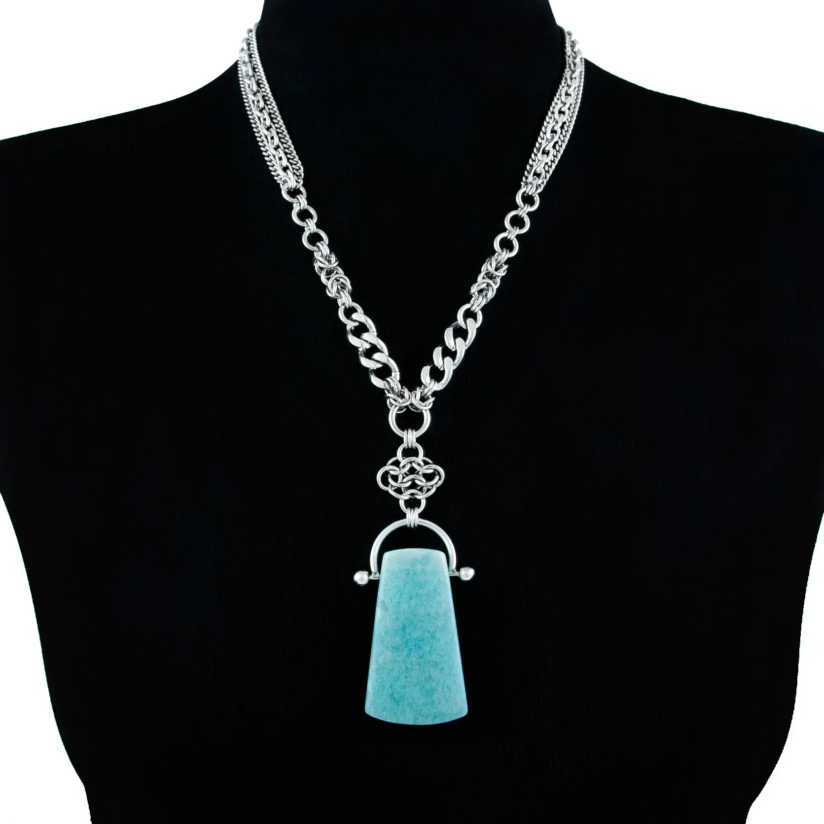 GEMSTONE Amazonite Trapezium Pendant