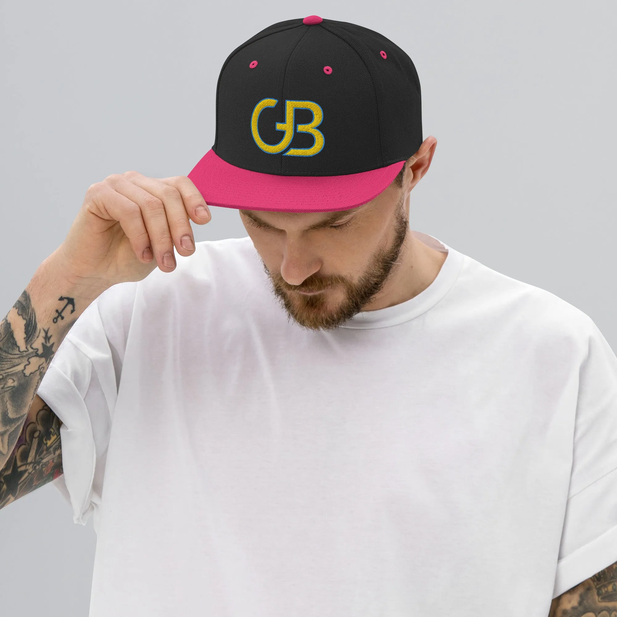 Gerald Black Unisex Snapback GB Logo Halo Flat Brim Hat YelLtB