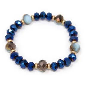 Glass Bead Stretch Bracelet Blue