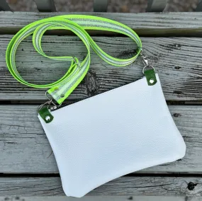 Go Small Zippered Crossbody - White + Green