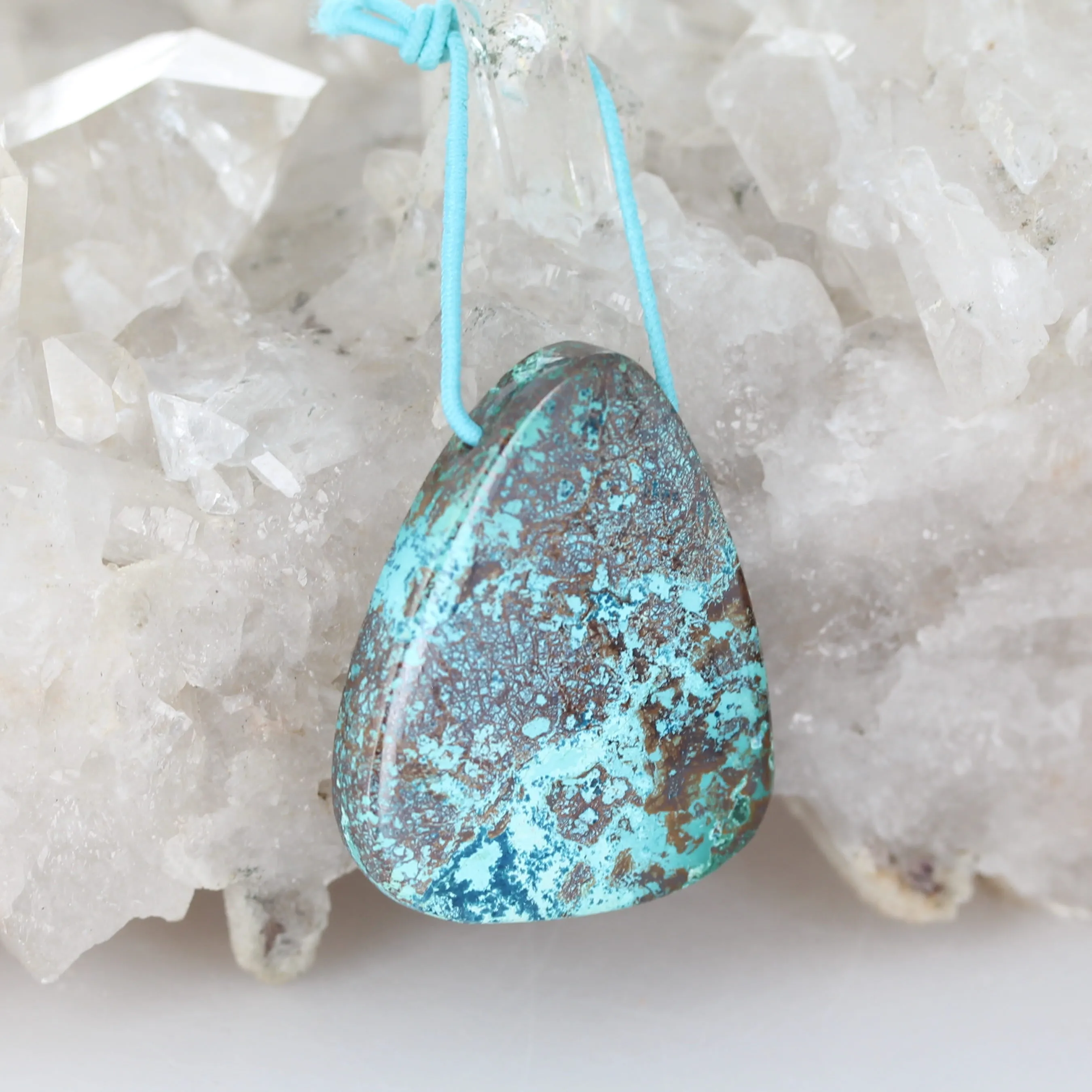 Gorgeous BLUE CHRYSOCOLLA Free Form Teardrop Pendant