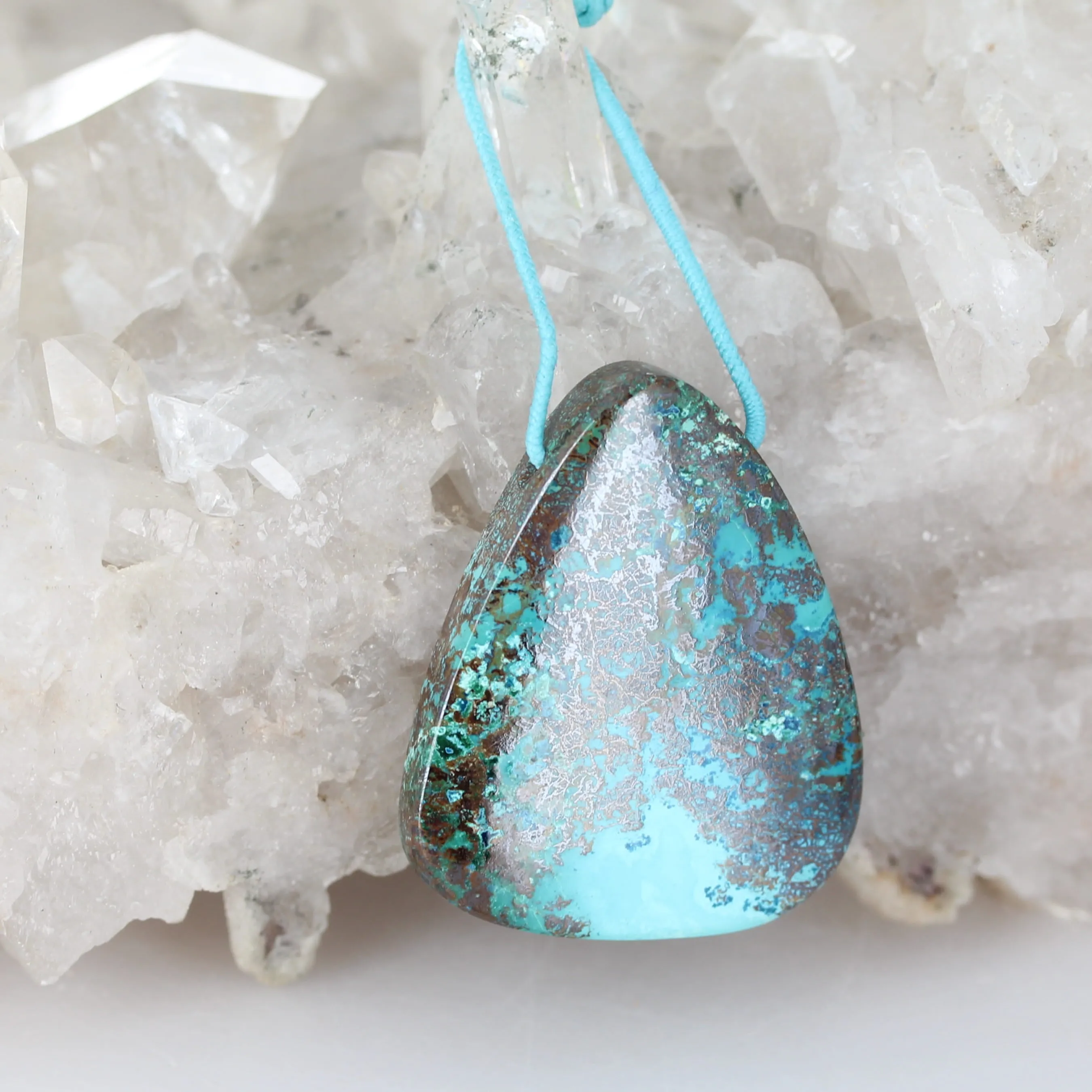 Gorgeous BLUE CHRYSOCOLLA Free Form Teardrop Pendant