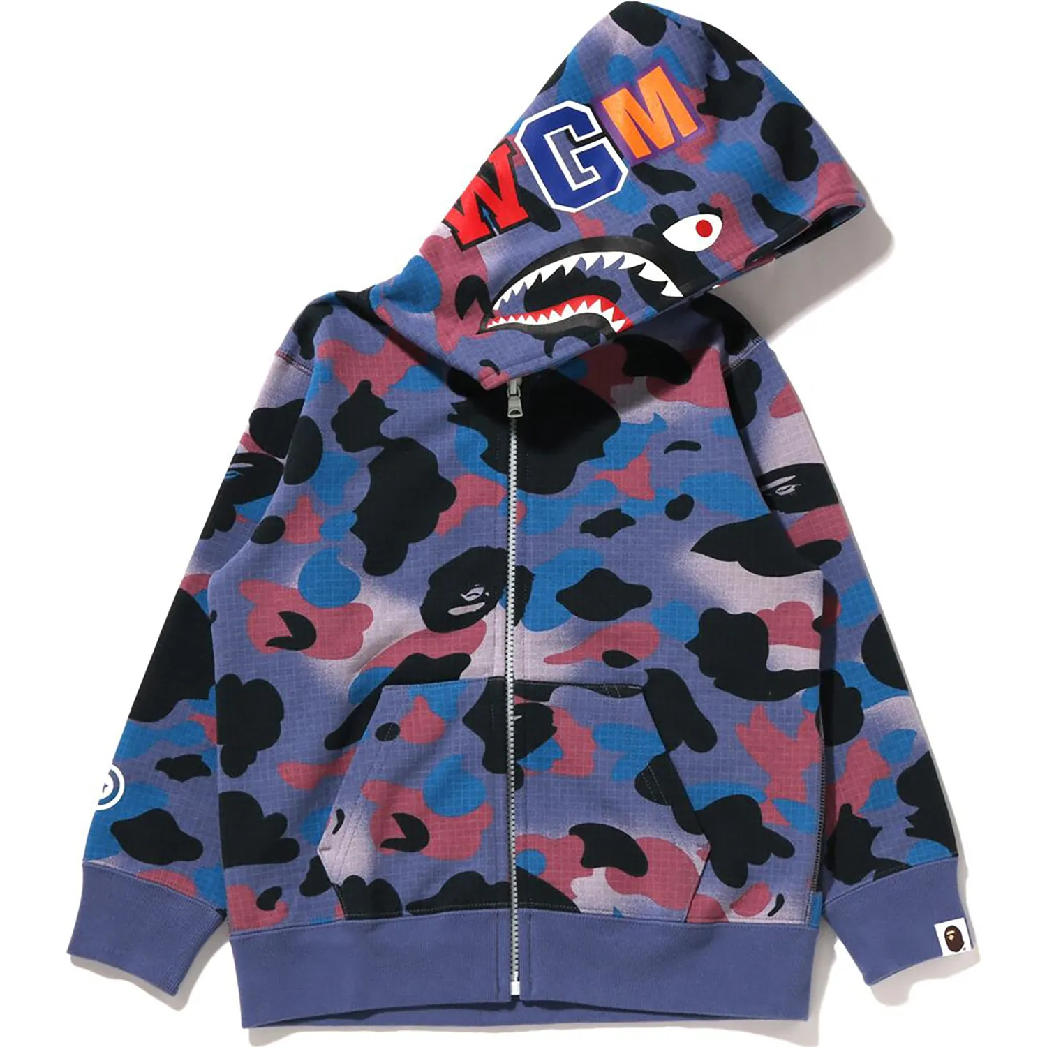 GRID CAMO SHARK GLOW IN THE DARK ZIP HOODIE KIDS