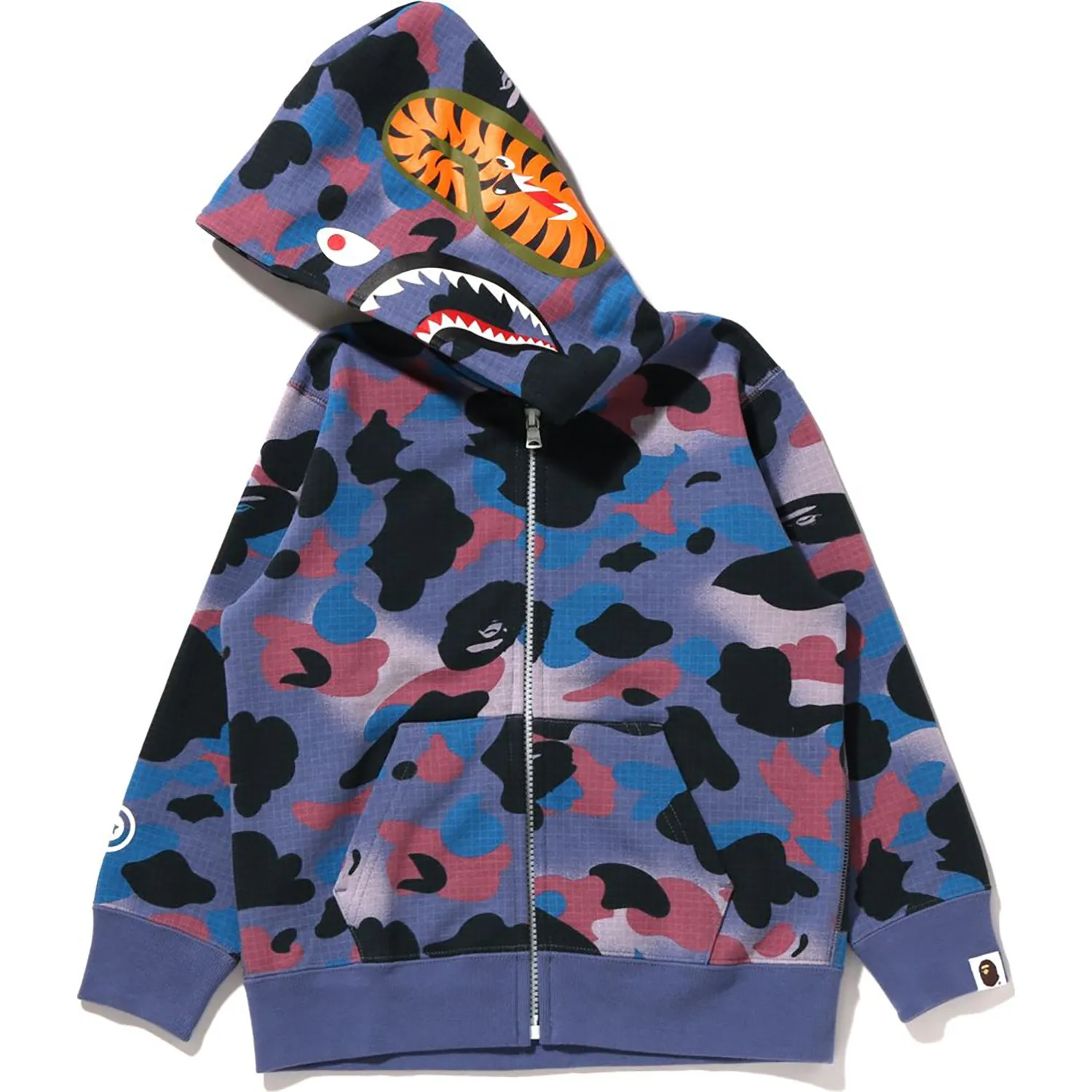 GRID CAMO SHARK GLOW IN THE DARK ZIP HOODIE KIDS