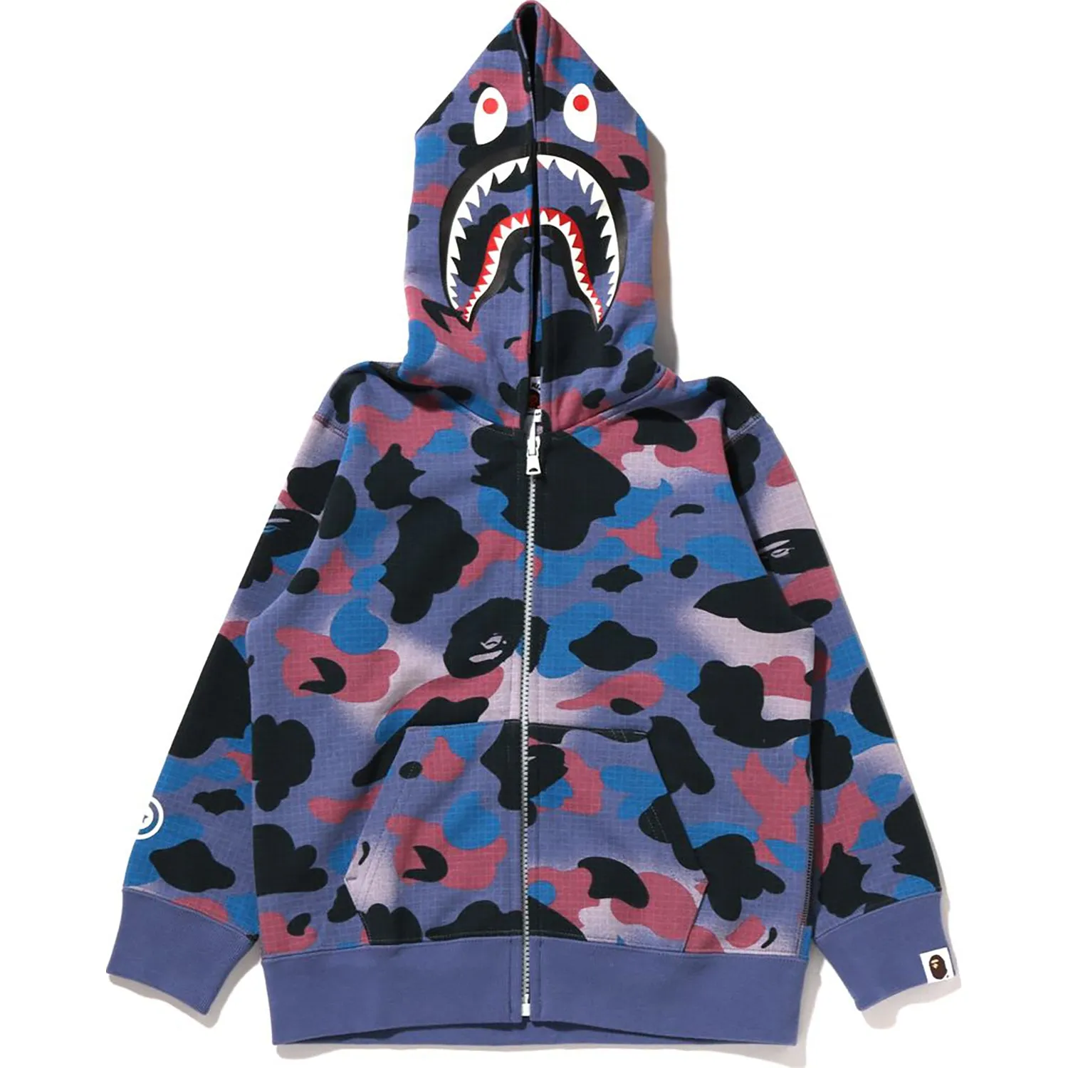 GRID CAMO SHARK GLOW IN THE DARK ZIP HOODIE KIDS