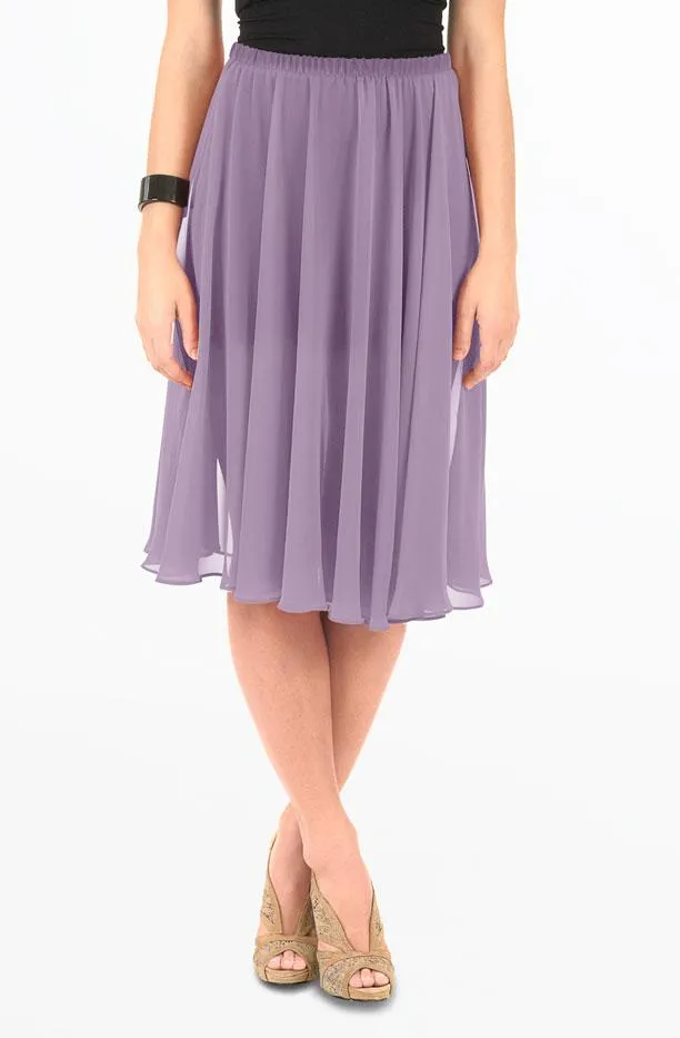 Hana Midi Chiffon Dusty Purple / One Size - Convertible Women's Everyday Travel Midi Skirts