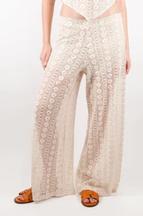 Haveone - Pantalone palazzo in crochet con elastico in vita