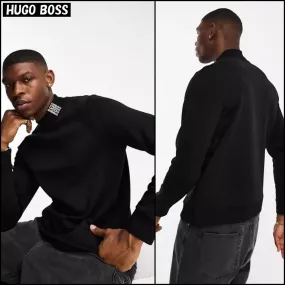 Hugo Boss  |Long Sleeves Plain Cotton Logo Sweatshirts