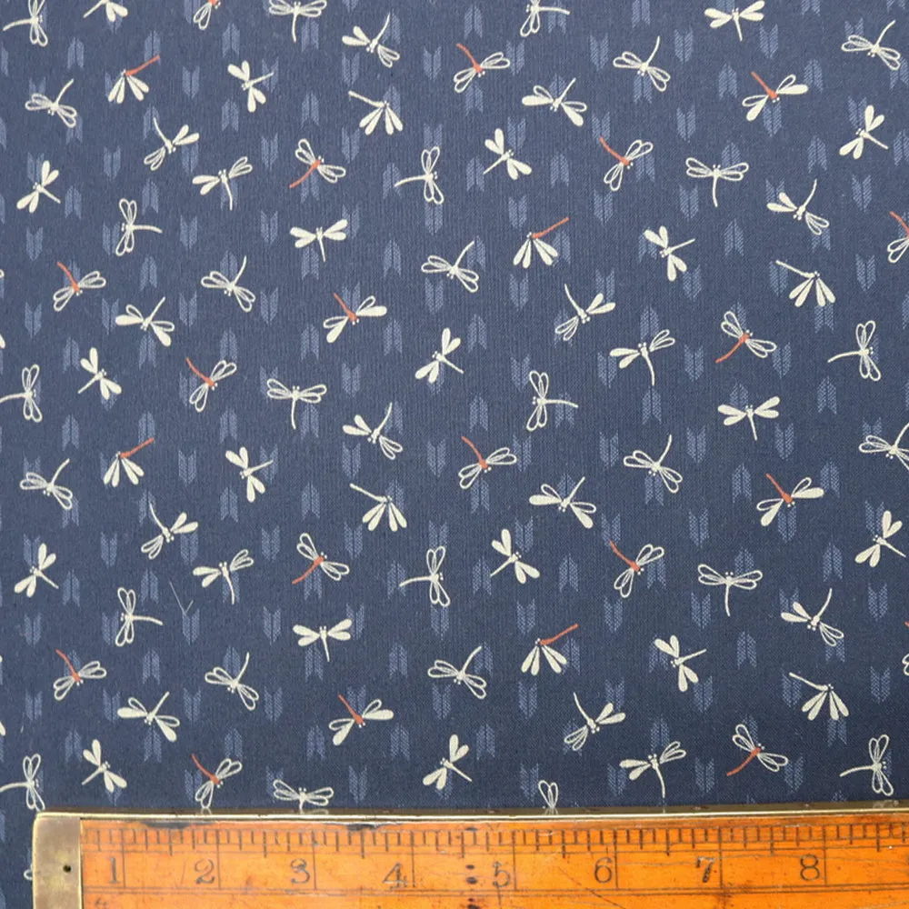 Japanese Indigo Print Cotton - Dragonfly