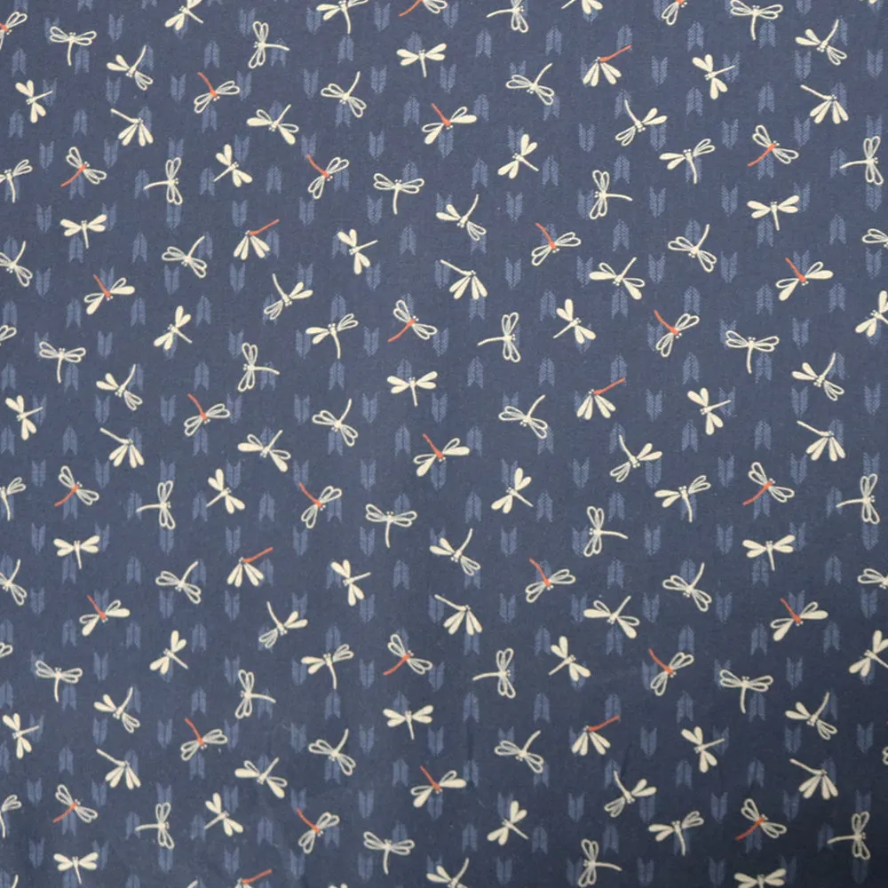 Japanese Indigo Print Cotton - Dragonfly