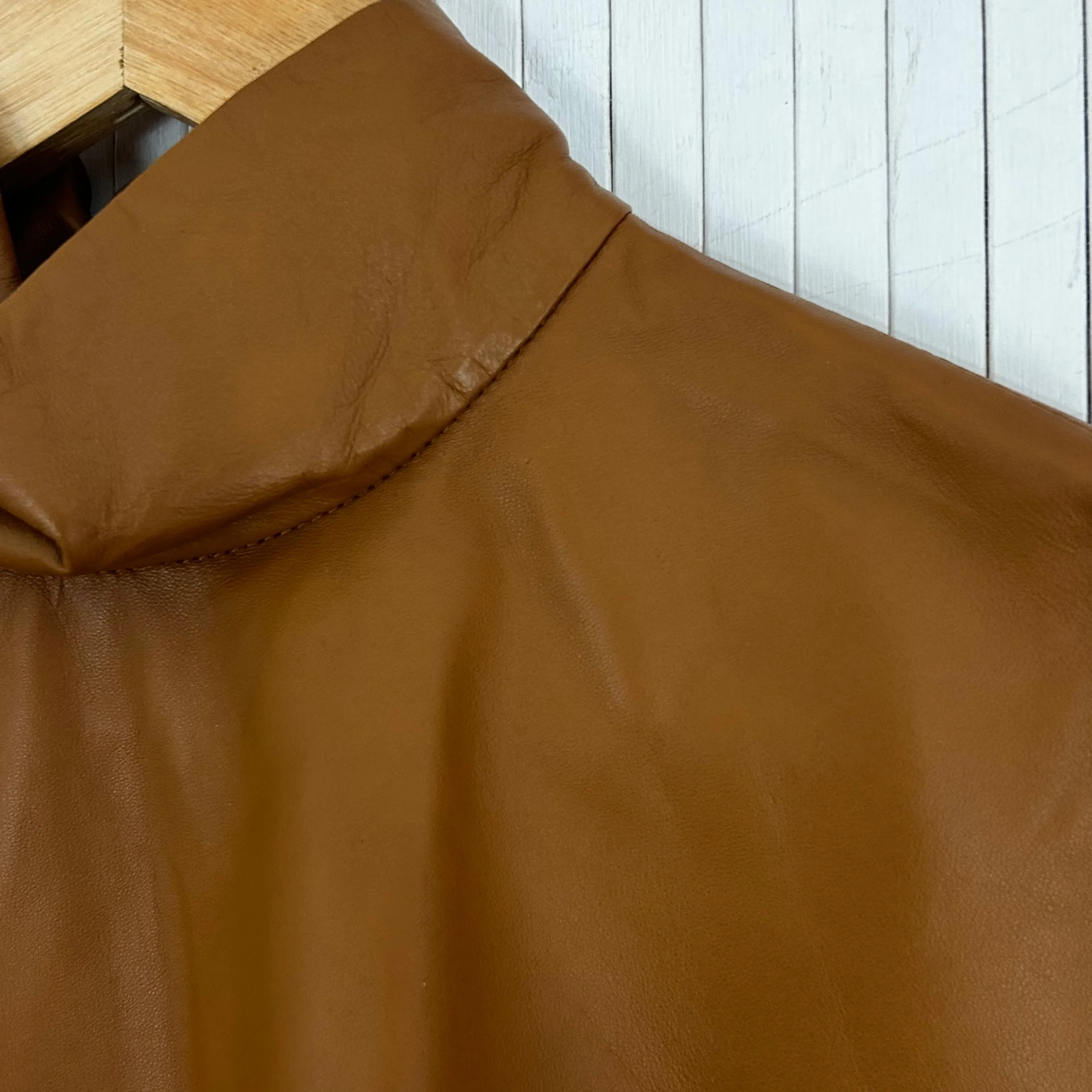 Joseph Brand New $1075 Caramel Bibo Nappa Leather Turtleneck Top S