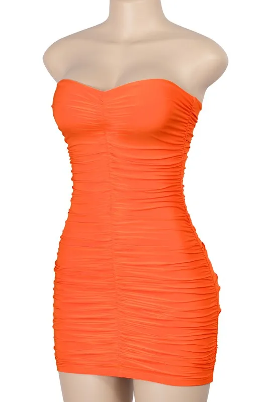 Kylie Sexy Tube Ruched Mini Dress