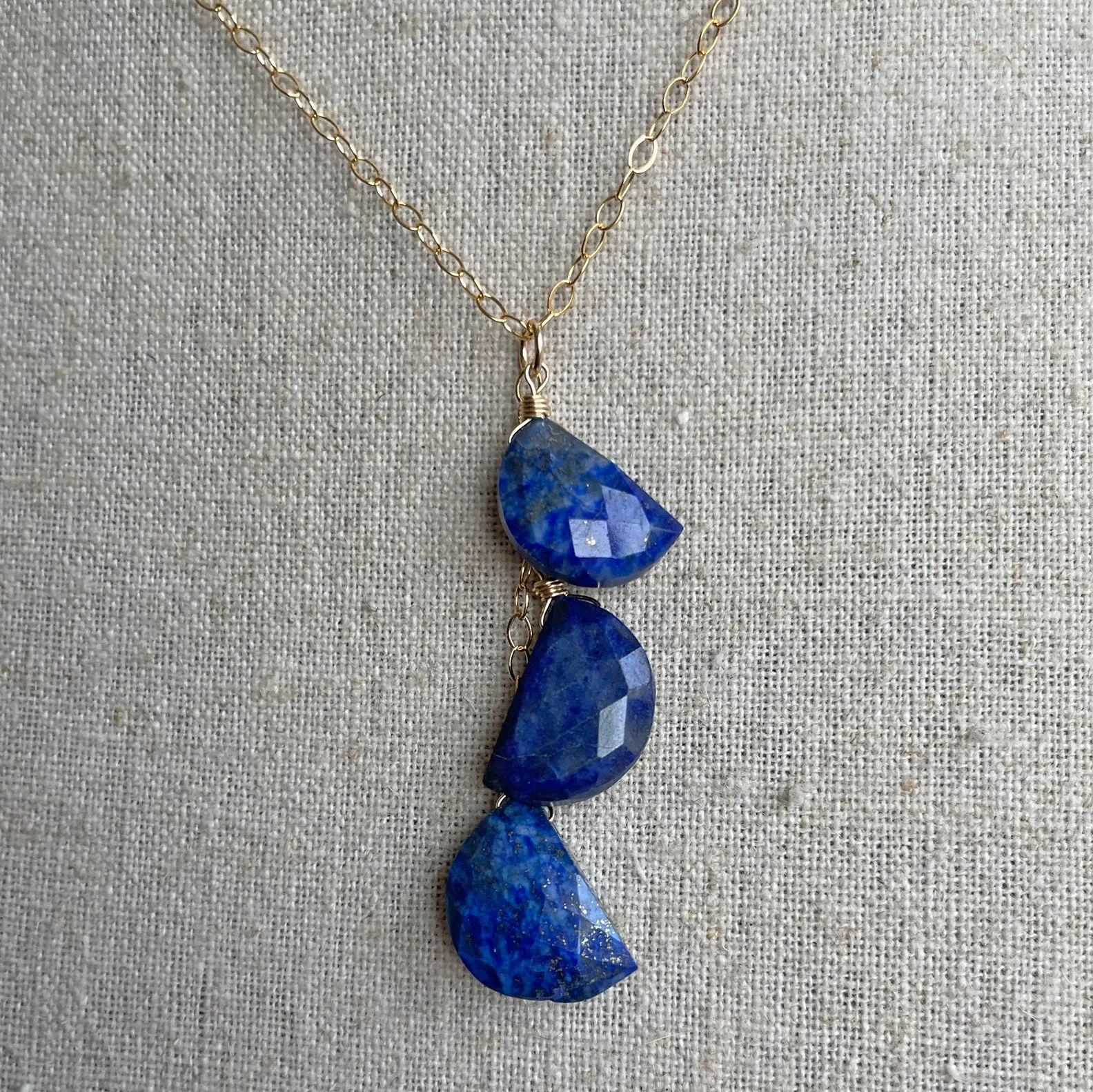 Lapis Lazuli Half Moon Necklace