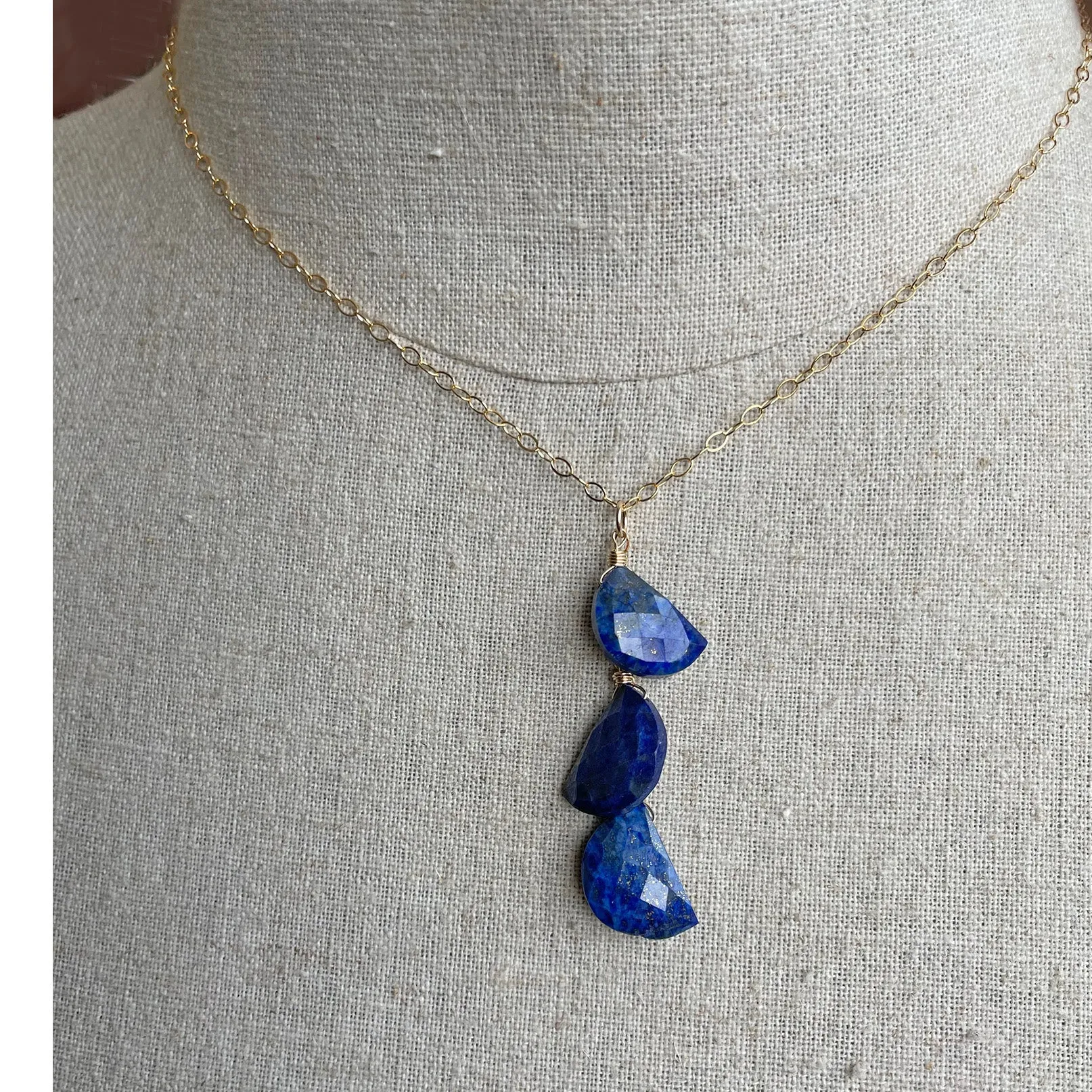 Lapis Lazuli Half Moon Necklace