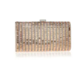 Linear Crystal Gold Clutch