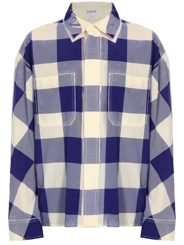 LOEWE  |Other Plaid Patterns Wool Long Sleeves Logo Luxury Shirts