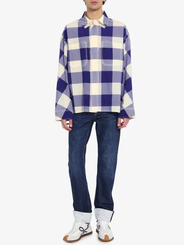 LOEWE  |Other Plaid Patterns Wool Long Sleeves Logo Luxury Shirts