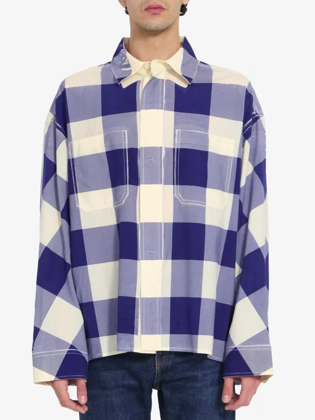 LOEWE  |Other Plaid Patterns Wool Long Sleeves Logo Luxury Shirts