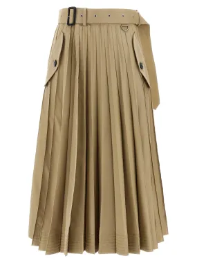 Long Pleated Skirt Skirts Beige