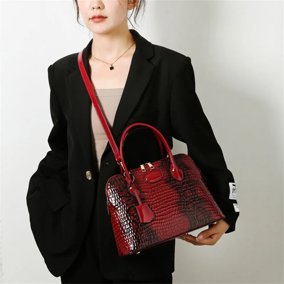 Luxury Designer Alligator Leather Shoulder Crossbody Bag for Women