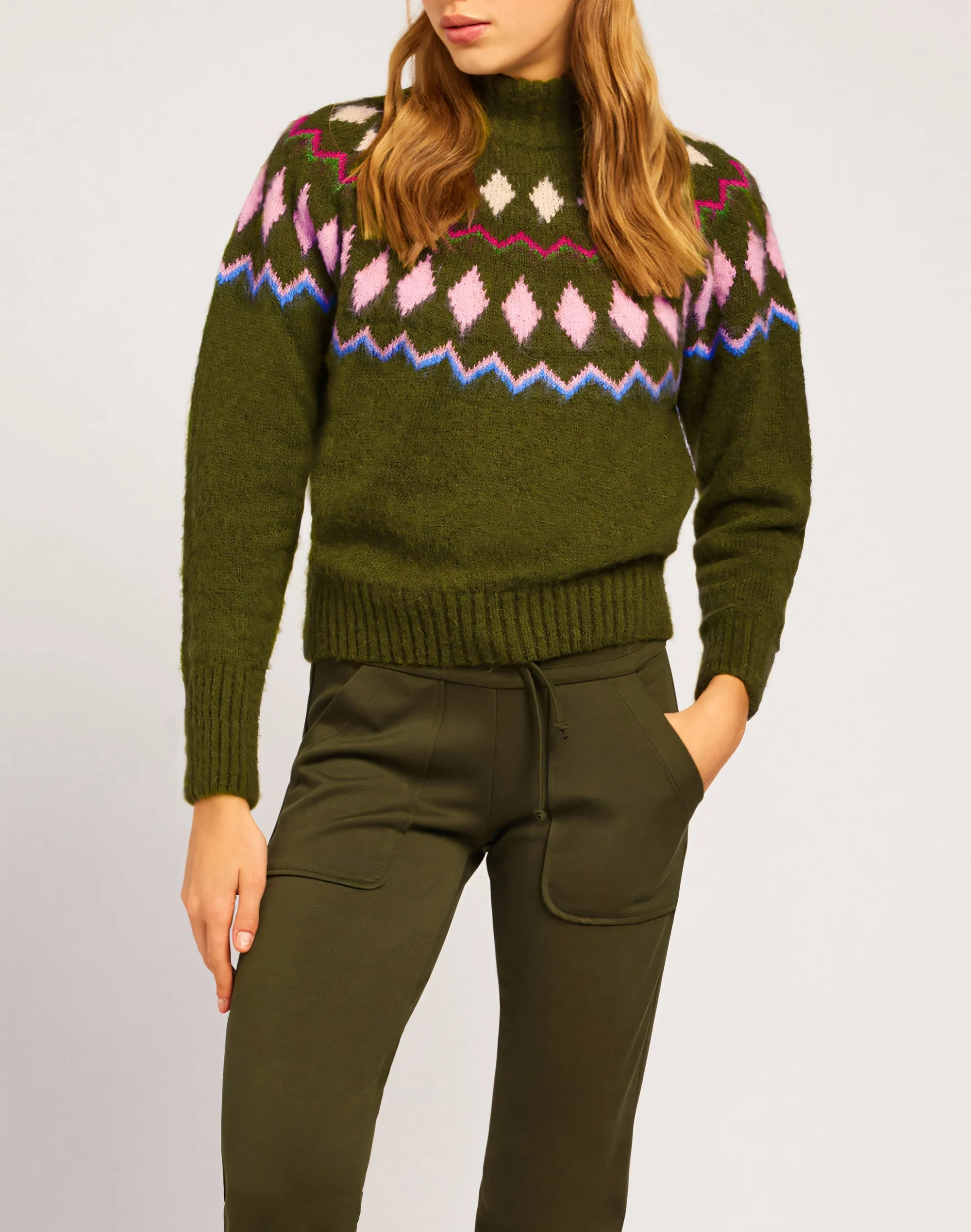 MAGLIONE NORWEGIAN STYLE IN MISTO CASHMERE COLLO A TURTLENECK