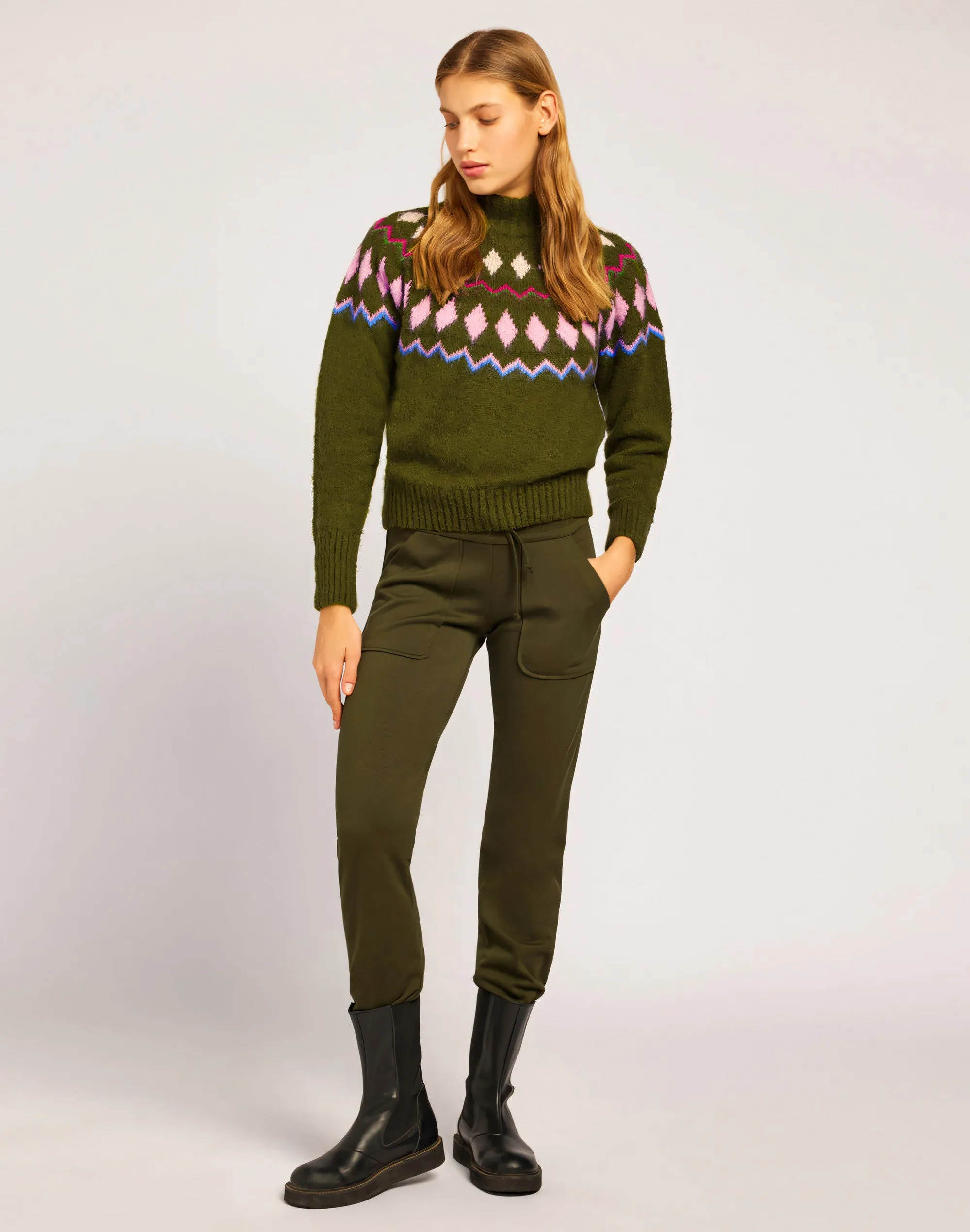 MAGLIONE NORWEGIAN STYLE IN MISTO CASHMERE COLLO A TURTLENECK