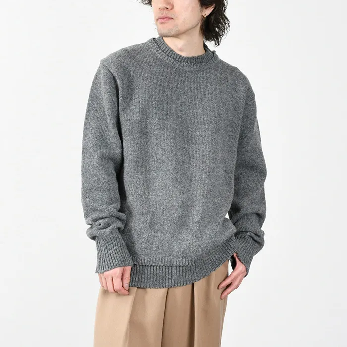 Maison Margiela  |Crew Neck Wool Linen Long Sleeves Cotton Logo Designers