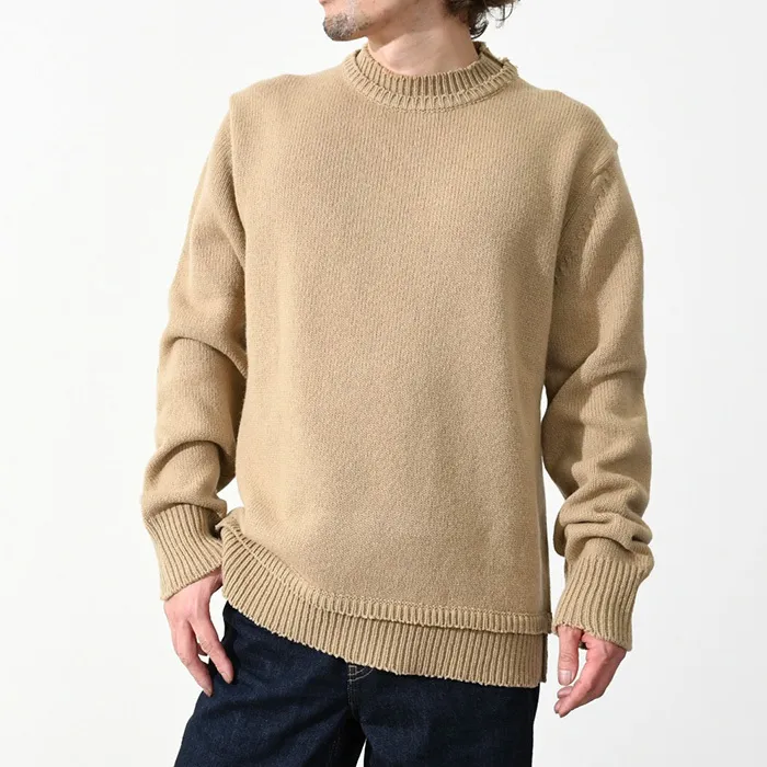 Maison Margiela  |Crew Neck Wool Linen Long Sleeves Cotton Logo Designers