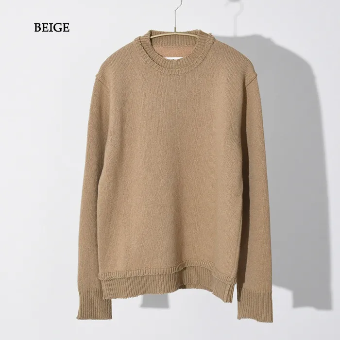 Maison Margiela  |Crew Neck Wool Linen Long Sleeves Cotton Logo Designers