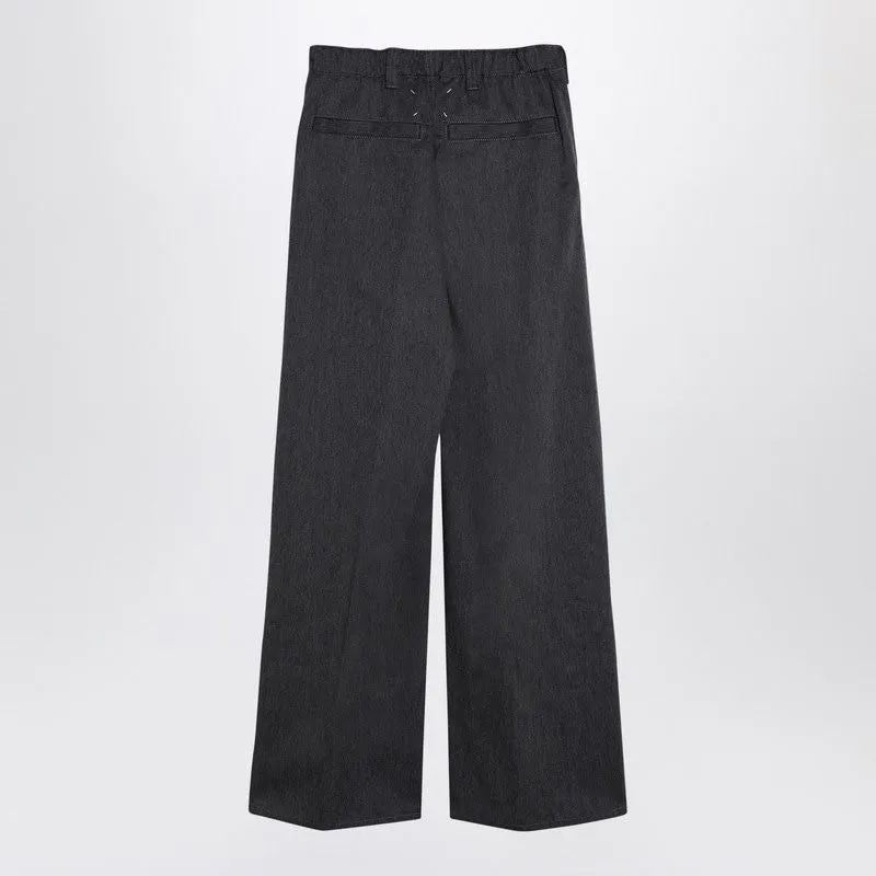 MAISON MARGIELA High-Waisted Wide Leg Trousers in Anthracite Melange