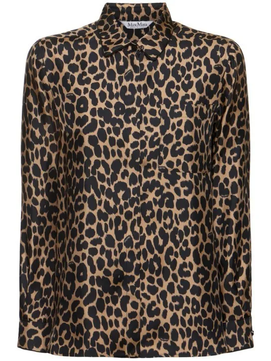 MaxMara  |Leopard Patterns Silk Long Sleeves Elegant Style