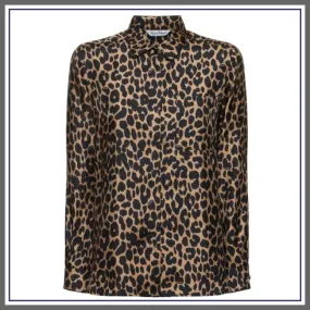 MaxMara  |Leopard Patterns Silk Long Sleeves Elegant Style