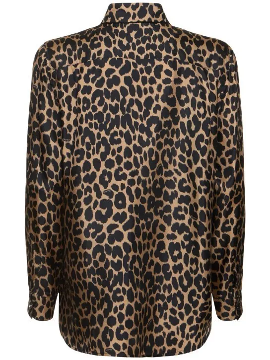 MaxMara  |Leopard Patterns Silk Long Sleeves Elegant Style